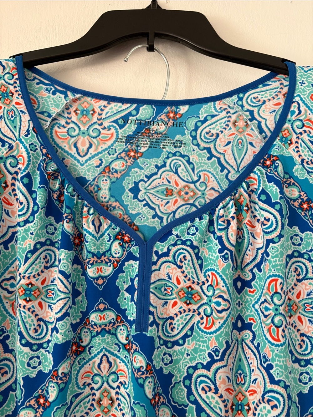 Blue Silky Soft Women’s Short Sleeve PJ Set- Nottibianche NWOT - Picture 3 of 10